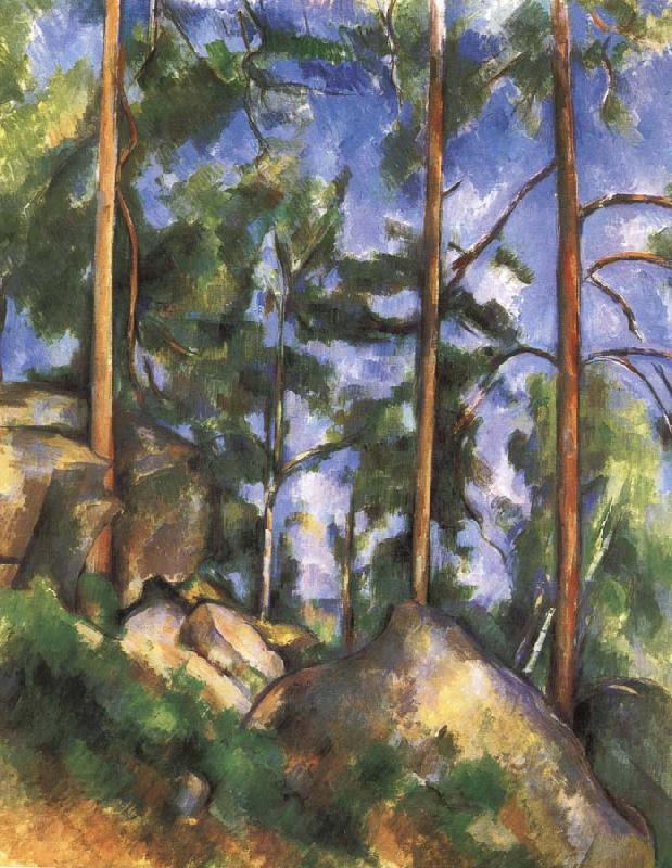 Paul Cezanne pine trees and rock China oil painting art